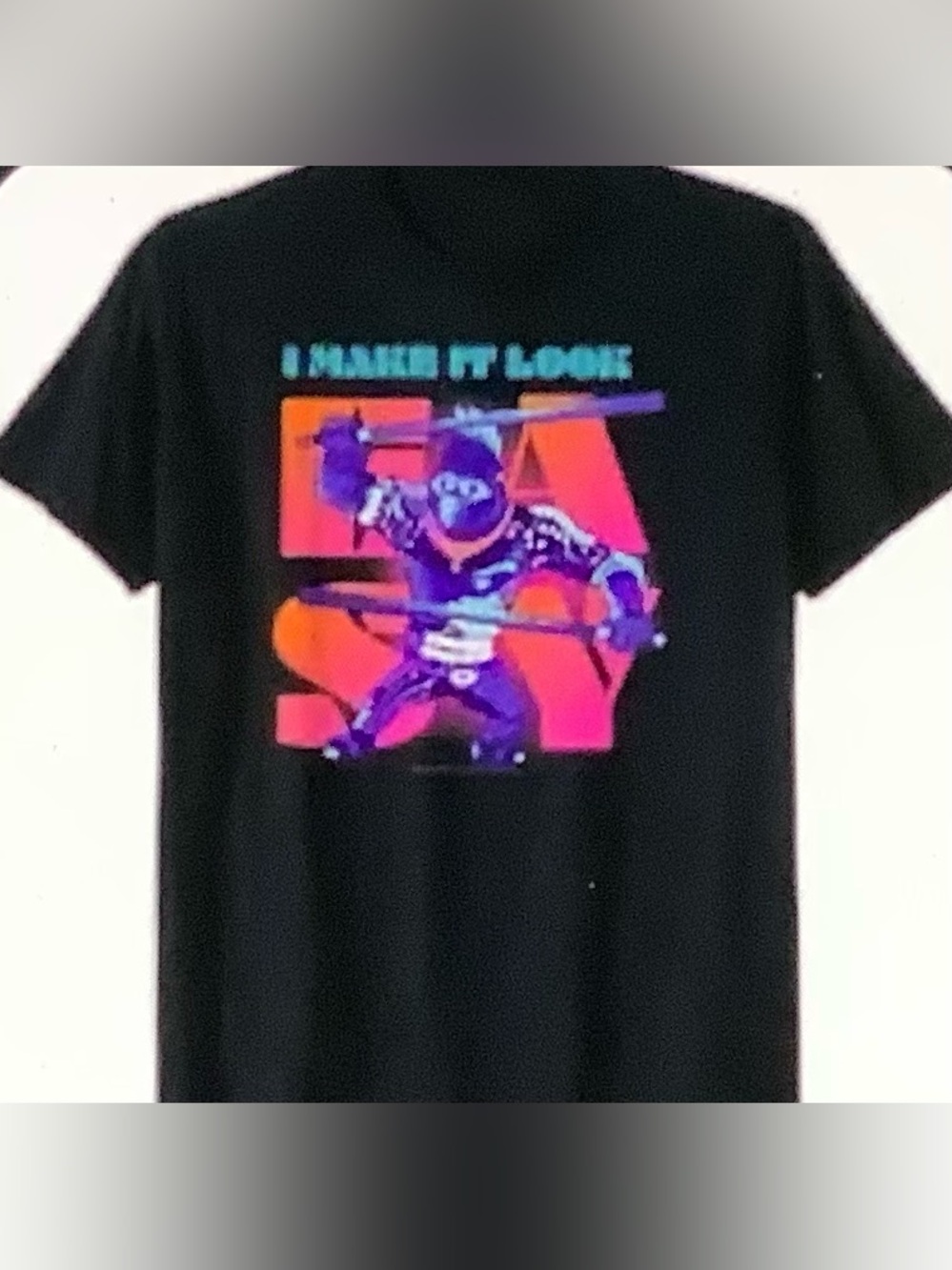 Gildan Black Short-Sleeve Tee with Neon Ninja Graphic